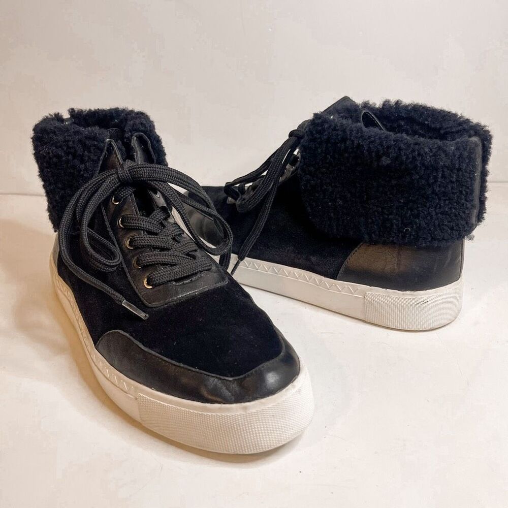 Via Spiga Shearling Black Sneakers Size 10